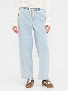 GAP | Light Blue Denim High Waist Drawstring Wide-Leg Pants